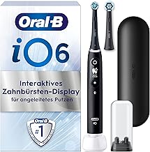 Oral-B iO Series 6 Elektrische Zahnbürste/Electric Toothbrush, 2 Aufsteckbürsten, 5 Putzmodi für Zahnpflege, Display & Reiseetui, Valentinstagsgeschenk für Ihn/Sie, Designed by Braun, black lava