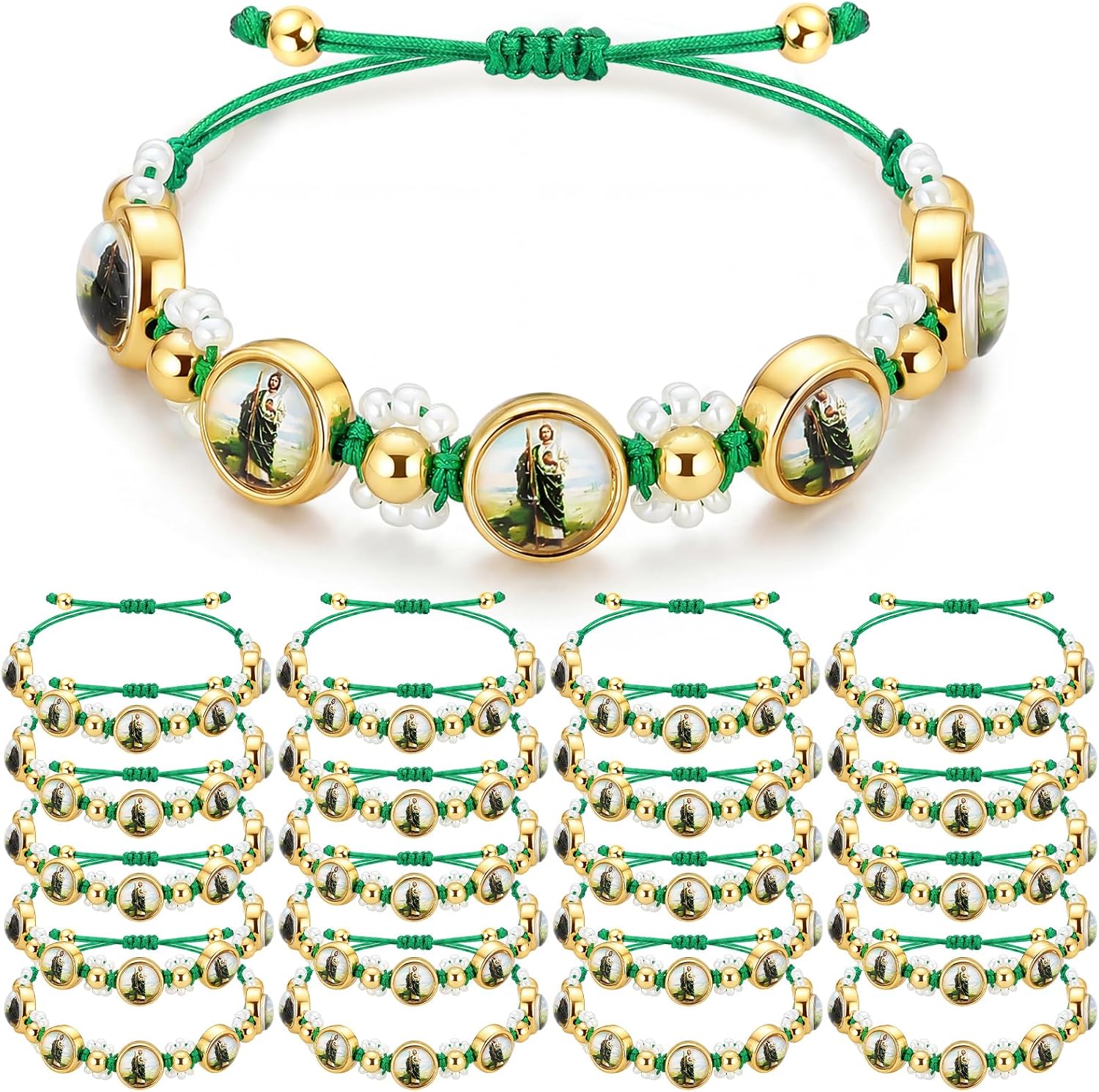 Junkin 20 Pcs Saint Benedict San Judas Tadeo Bracelet Bulk