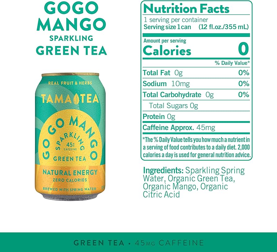Amazon.com : Tama Tea Sugar-Free Sparkling Green Tea, Mango