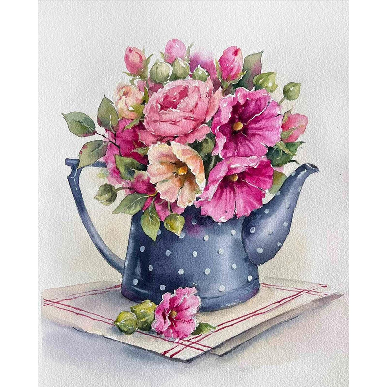 Flower Stamped Cross Stitch Kits for Adults，11CT 3 Strands DIY Counted