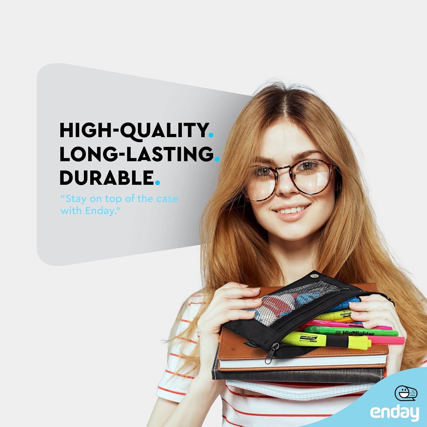 Enday 2 Pack Black Pencil Pouch for 3 Ring Binder, 2 Compartment Zippered Pencil Case, 9.5' x 7' - Image 6