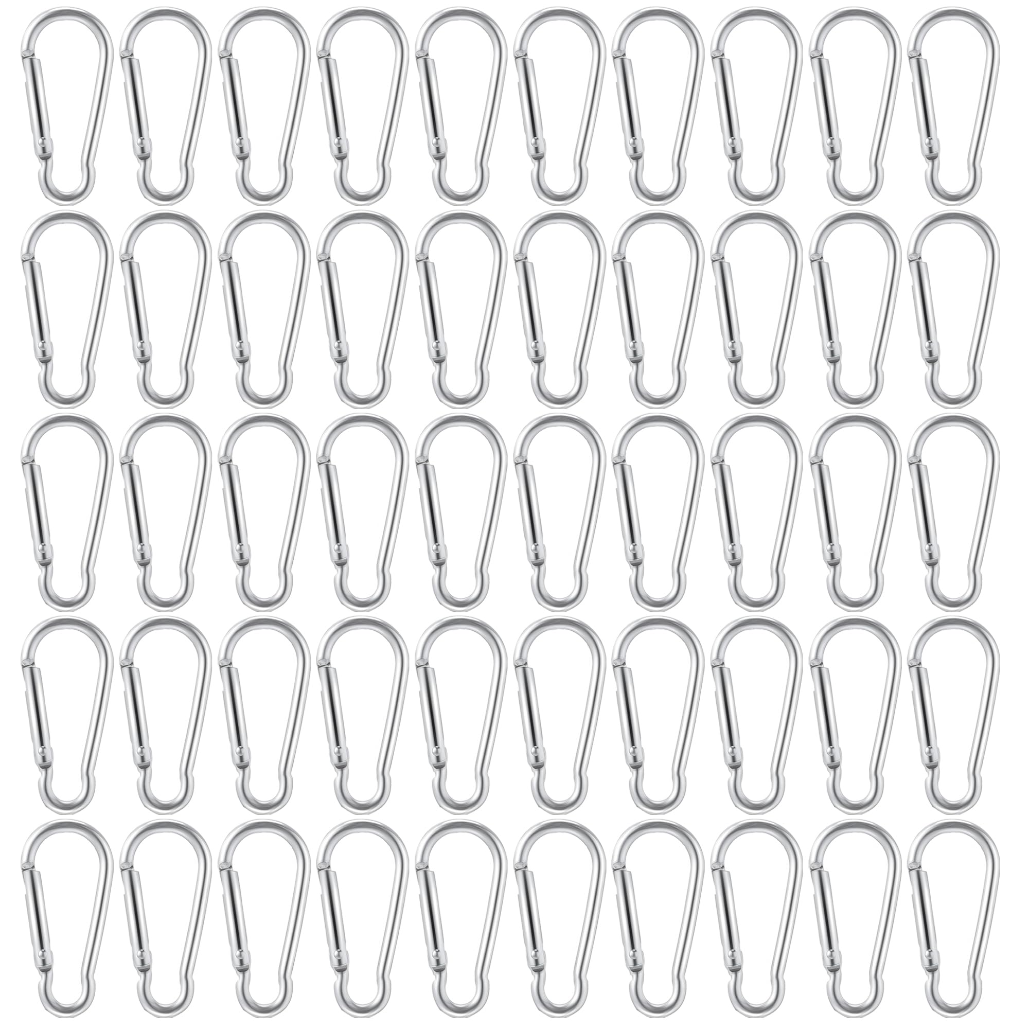 100pcs Mini Aluminum Bulk Carabiner Spring Clip Hook Keychain Buckle Pack Carabeaner for Camping Hiking Rv Fishing Bottle Backpack Traveling and Keychain, Silver