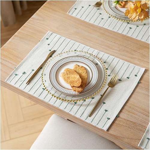 Miniatura 10 de Juego de 6 manteles individuales para decoración de mesa de comedor, manteles individuales de tela tejida para mesa de cocina de granja, hechos a