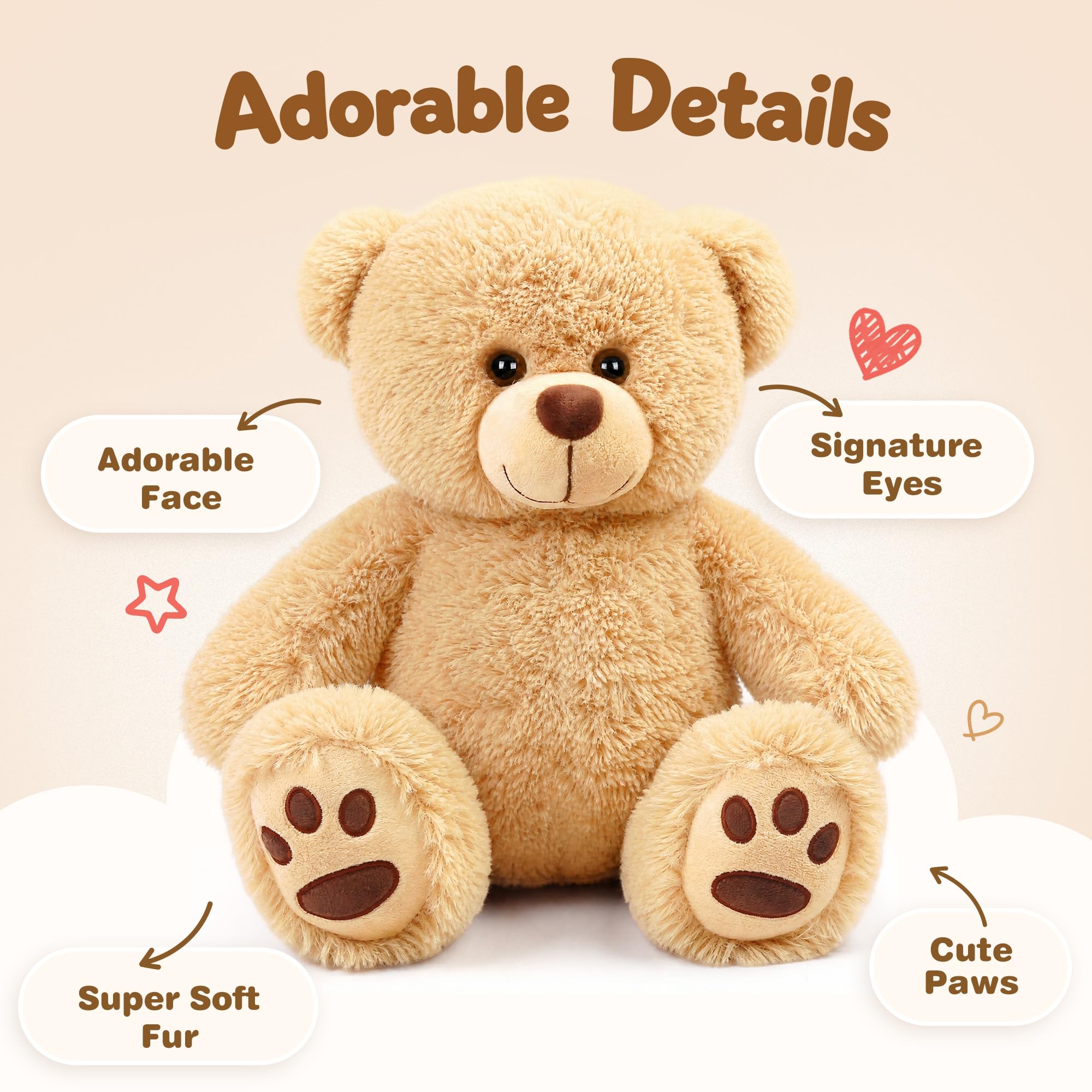 Amazon.com: LotFancy Teddy Bear Stuffed Animals, 17 inch Soft