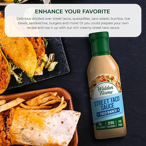 Miniatura 3 de Walden Farms Street Taco Sauce Taco Ranch - Sin calorías, sin gluten, bajo en carbohidratos, apto para dieta cetogénica, sin azúcar, sabor picante