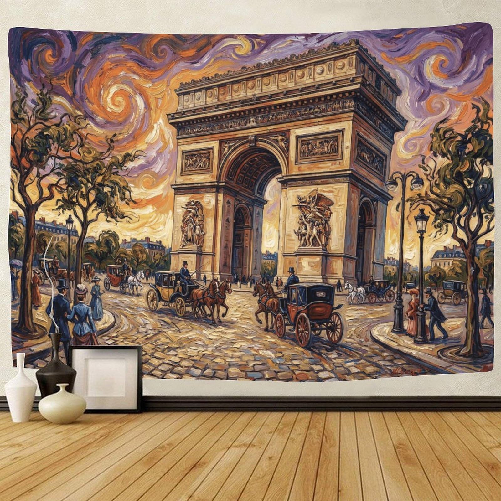 GPMNBCXZK Arc De Triomphe Wall Hanging Decor 3D Print Wall Tapestry Oil Painting Tapestries Poster Curtain Bedroom College Dorm 150cmx200cm