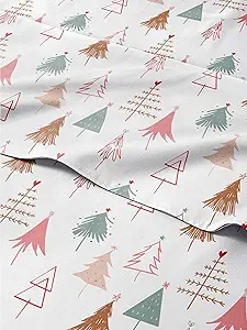 Twin XL Christmas Tree Sheet Set - Holiday Xmas Pattern Bedding Set - Deep Pockets - Snug Fit - 3 Piece - Wrinkle Free - Comfy & Cooling Festive Winter - Holiday Sheets for Women, Men, Kids & Teens