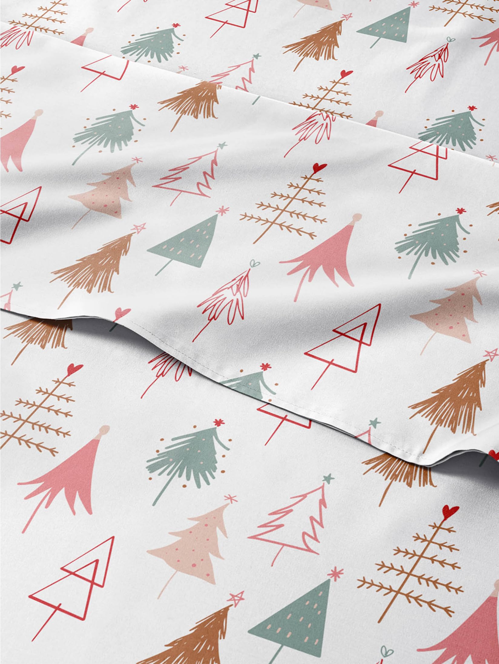 Full Christmas Christmas Tree Sheet Set - Holiday Xmas Pattern Bedding Set - Deep Pockets - Snug Fit - 4 Piece - Wrinkle Free - Cooling Comfy Festive Winter Holiday Sheets for Women, Men, Kids & Teens
