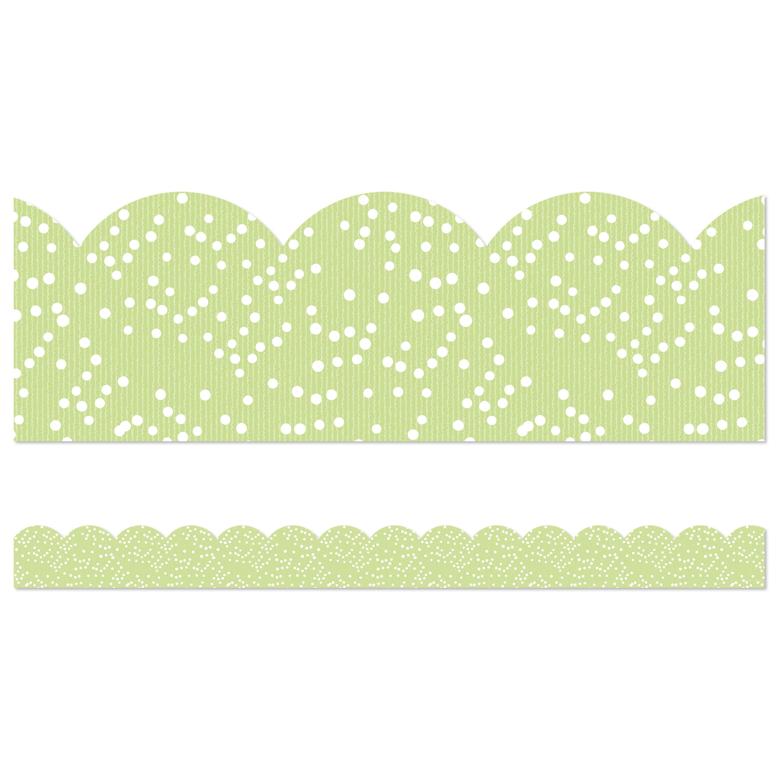 Bordure festonnée verte pour décoration de salle de classe et de tableau d'affichage à pois