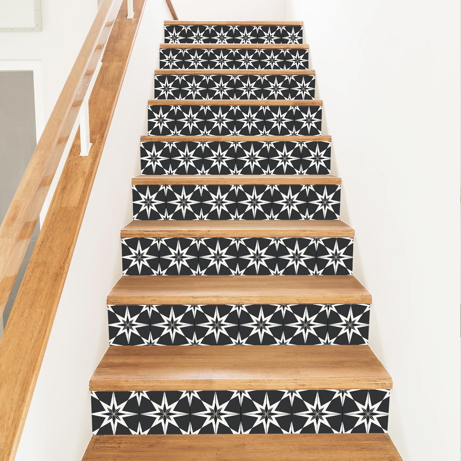 Stickers adhésifs pour escaliers motif étoile PLIGREAT contremarches décoration bohème 18x100