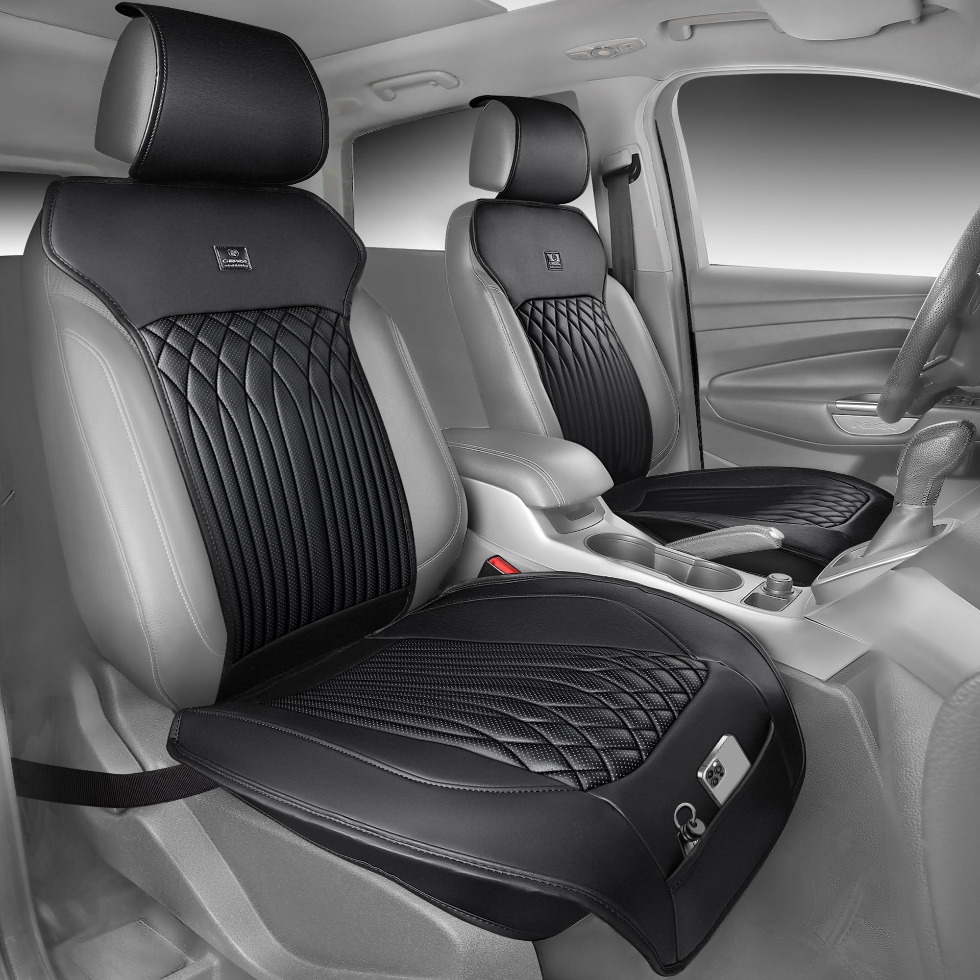 CAR PASS Nappa Leather Seat Protector 2-Pack