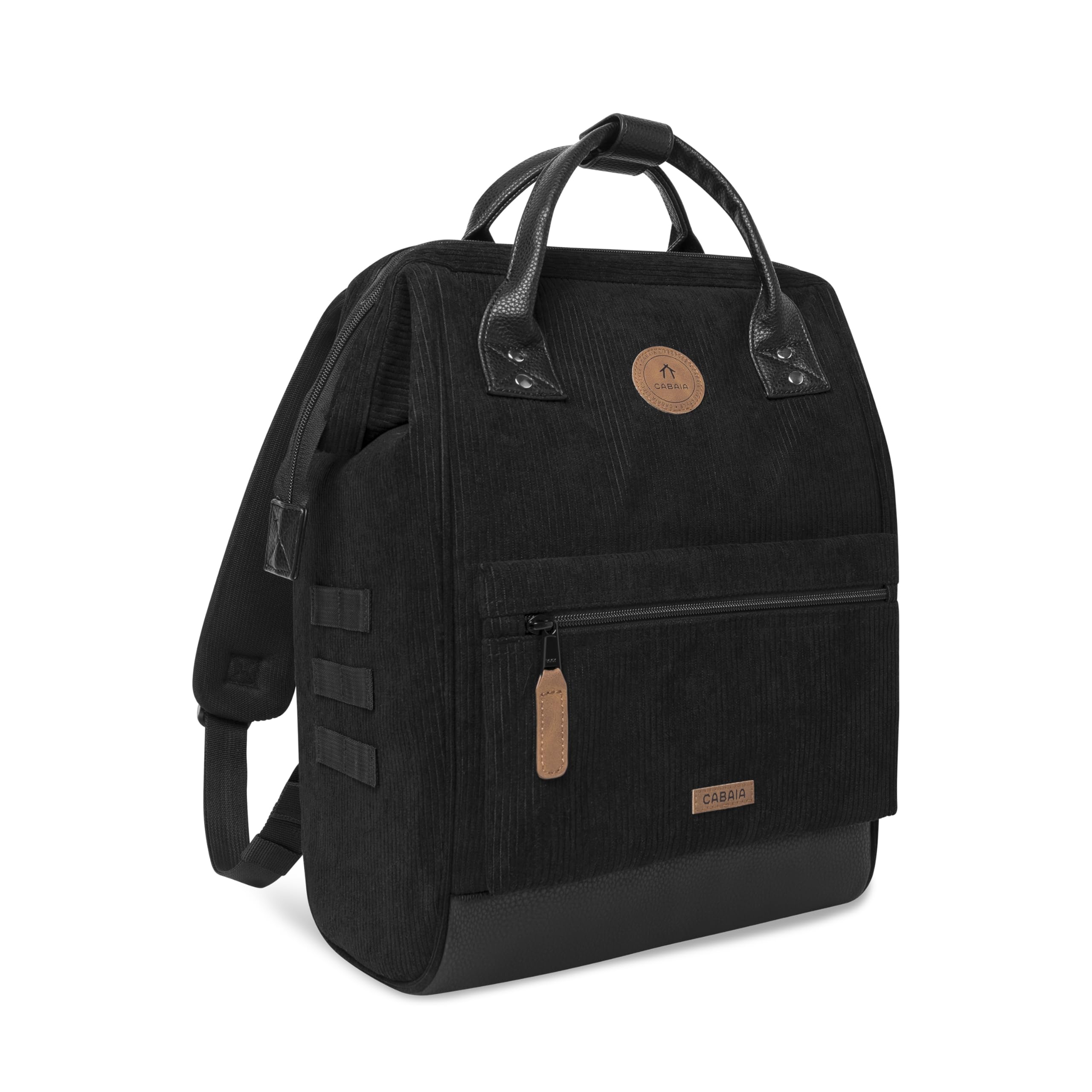 Cabaïa - Zaino Adventurer Brighton - Medium 18L - Idrorepellente - scomparto per PC fino a 13″ - 2 tasche intercambiabili - Vegan certificato - Zaino da viaggio, lavoro e scuola - Nero | Adventurer Collection, lo zaino che si adatta a ogni aspetto della v