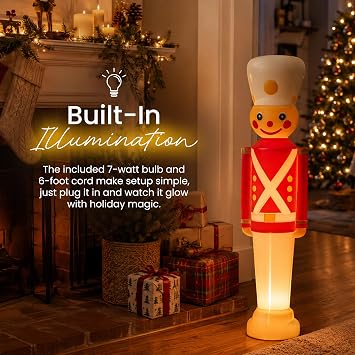 Union Products 31 Illuminated Christmas Toy Soldier, Indoor Outdoor Holiday Decoration, Large Plastic Statue with 7W Bulb, Red/White