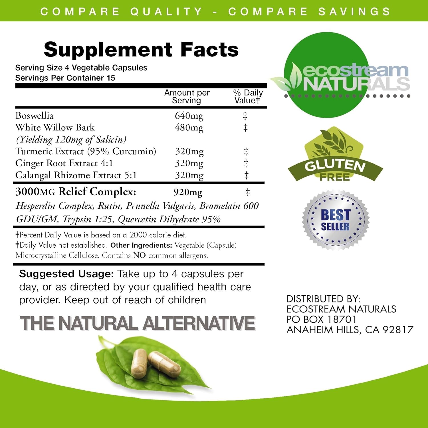 Pack of 3 - Natural Advanced InflamEase with Turmeric, Curcumin, Enzymes and Boswellia - Vegetarian (Packaging May Vary)