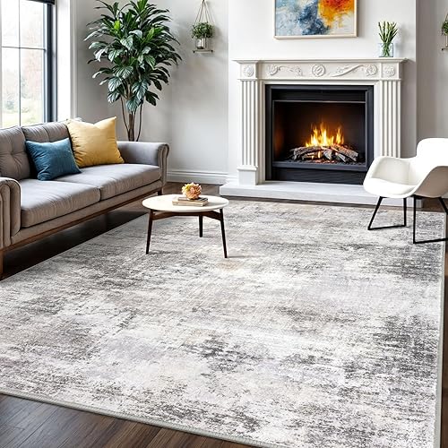 Miniatura 186 de IOHOUZE Alfombra pequeña abstracta de 2 x 3 pies, alfombra de entrada lavable para entrada interior, alfombras con respaldo de goma, alfombra Gris