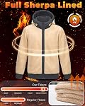 Boladeci Men's Sherpa Lined Hoodie Jacket Winter Warm Heavy Weight Zip Up Hooded Sweatshirt Thick Fleece Coats