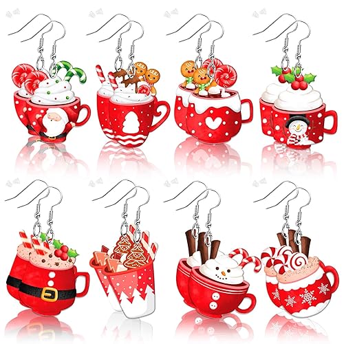 AUGSUN 8 Pairs Holiday Earrings for Women - Acrylic Earrings