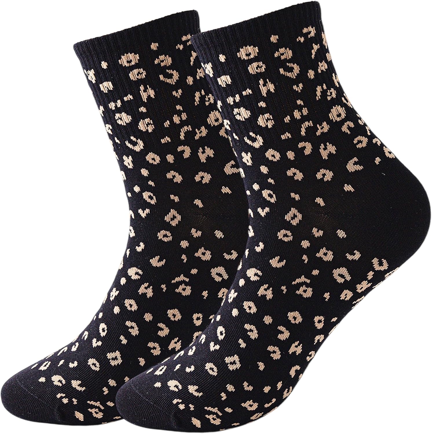Leopard Animal Women Socks Size 5-9 Crew Soft Polka Dot Pattern Cotton Ankle Sock