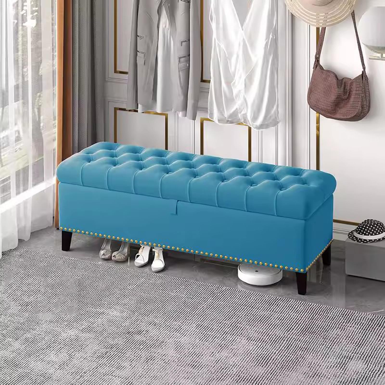 Bancs de rangement pour porte et entrée avec siège rectangle rembourré charge 300 kg