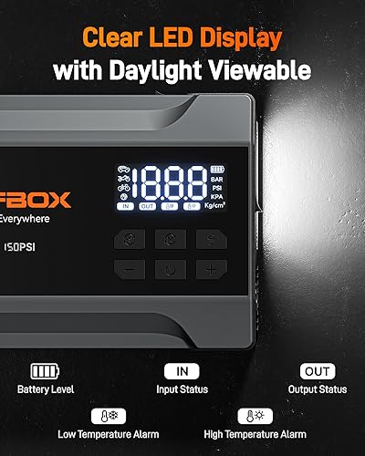 Miniatura 8 de WOLFBOX Arrancador de salto de 2000 A con compresor de aire, batería de coche de 10000 mAh arrancador portátil (hasta 5 L de gasolina) con inflador