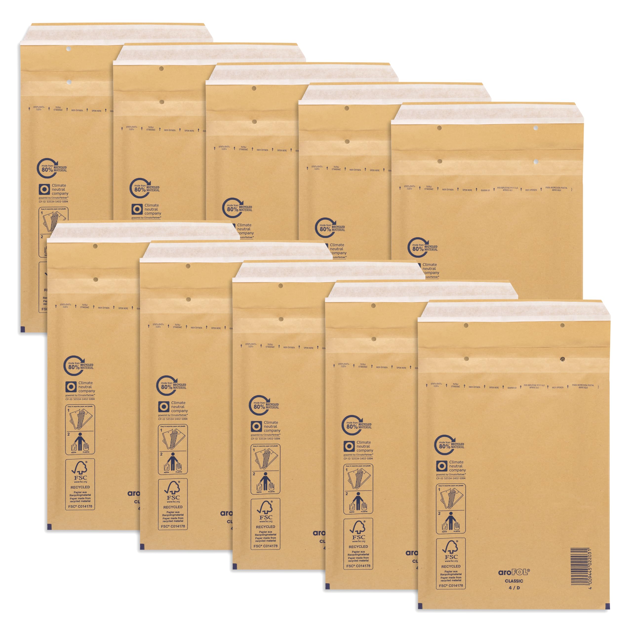 ÖKI Bubble Envelopes with Adhesive Strips Pack of 10 C5 Padded Envelopes Brown