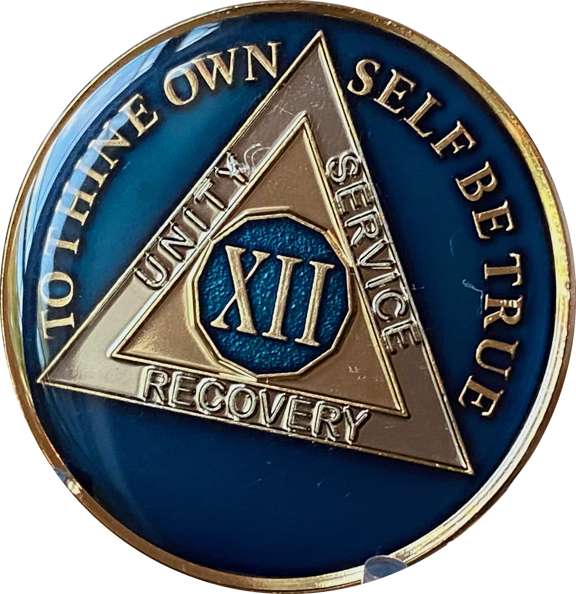 Ranger Industries12 Year AA Medallion Metallic Midnight Blue Sobriety Chip XII