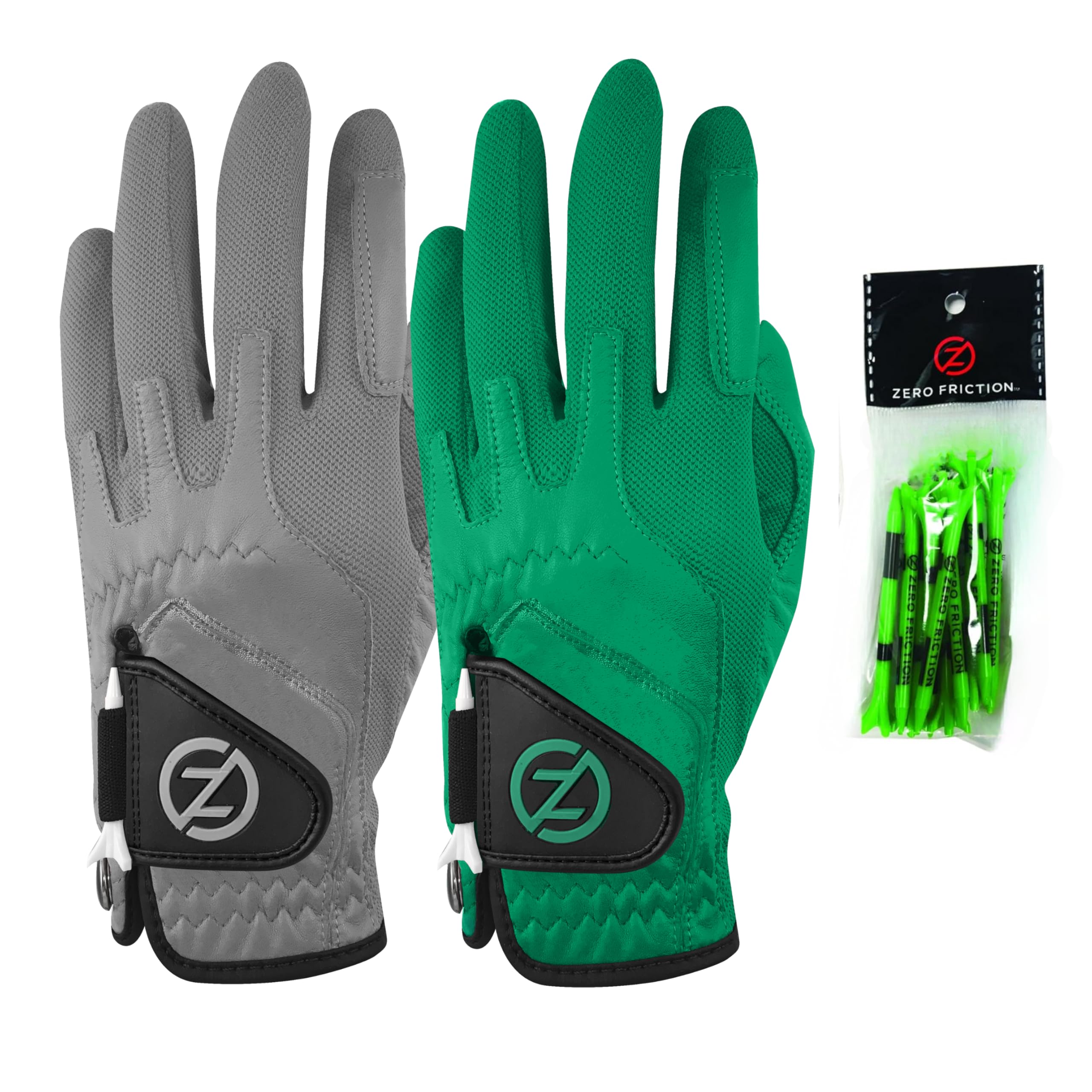 Zero Friction Cabretta Elite - Guantes de Golf para Hombre, Paquete de 2 Unidades, Incluye Camiseta Gratuita, Ajuste Universal
