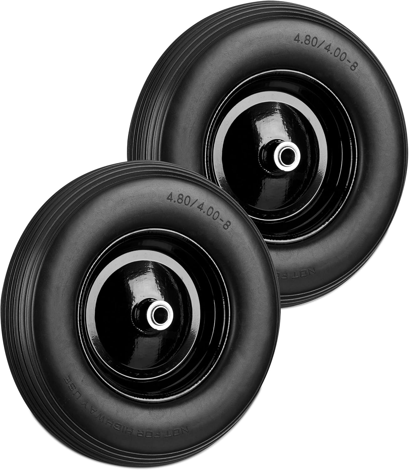 Relaxdays Set of 2 Wheelbarrow Wheels 4.80 4.008, Solid Rubber, Steel