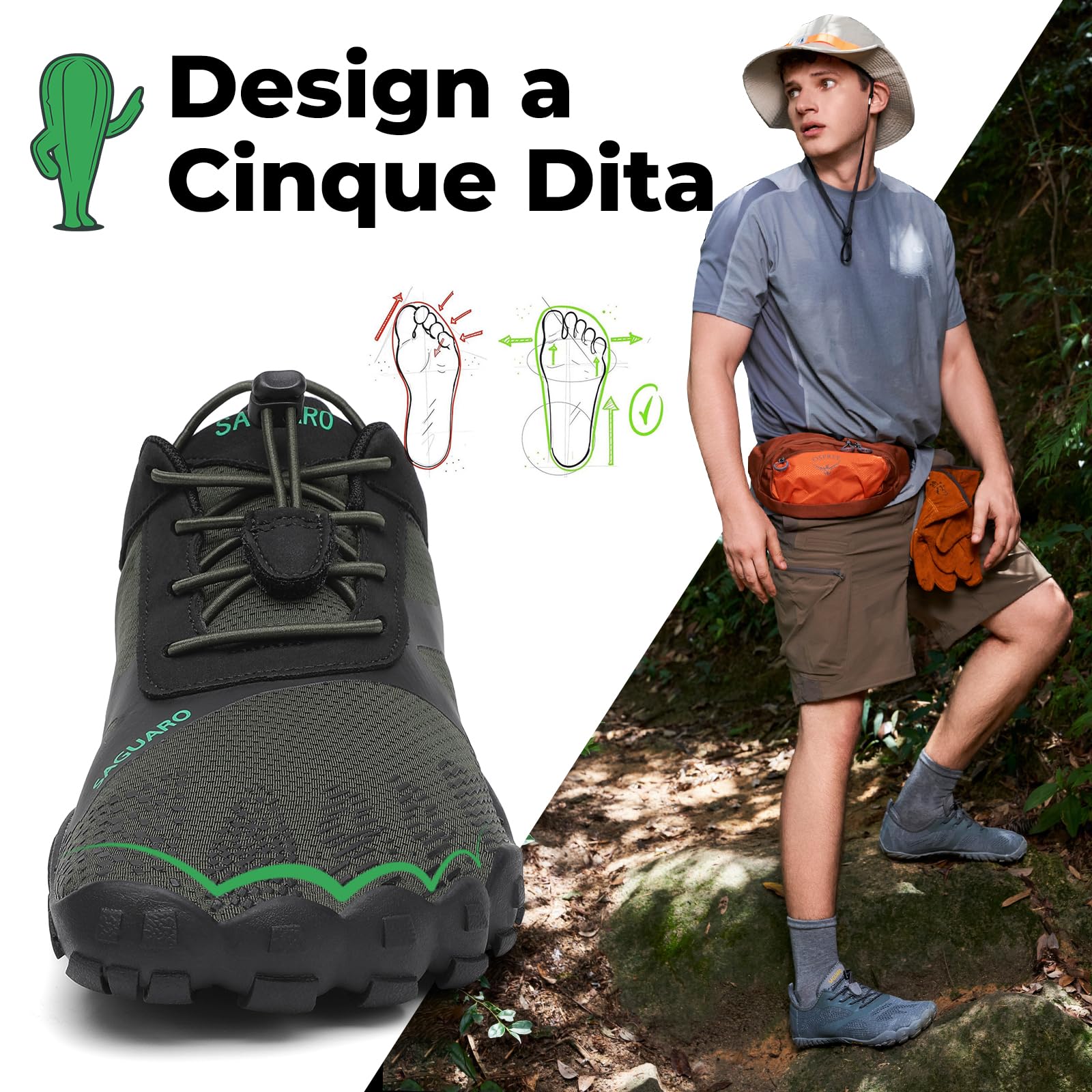 SAGUARO Scarpe Barefoot Shoes Minimaliste Scarpe da Trail Running Uomo Donna Gr.36-48