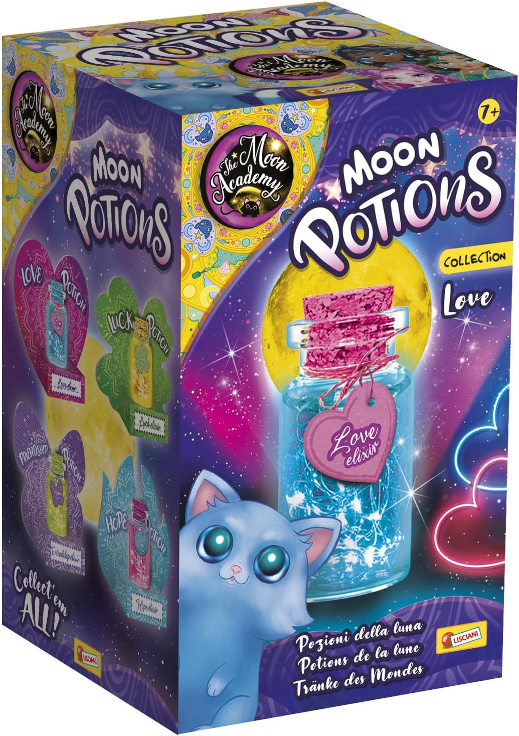 Lisciani The Moon Academy Potion Collection Magic Potion Kit for Children Aged 7 and Above with Powders and Glitter 4 Bottles to Collect Random Colour