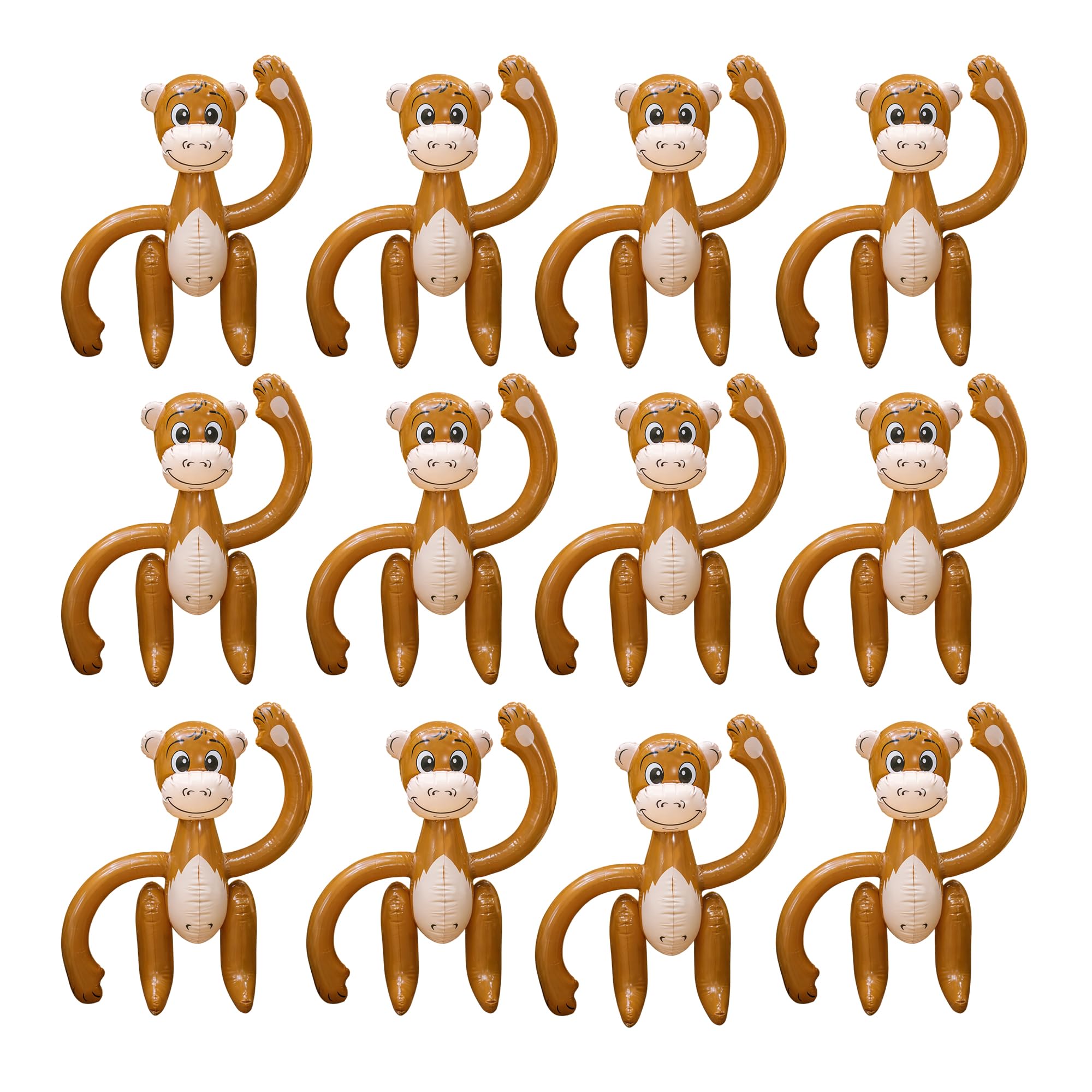 Shatchi 12 Pcs Inflatable Brown Monkey Blow Up Party Decorations 58 cm, Tropical Animal Fancy Dress Props for Hawaiian African, Pool and Beach Parties, Hen Do, Stag Do, Photo Booth and Themed Events — image 1