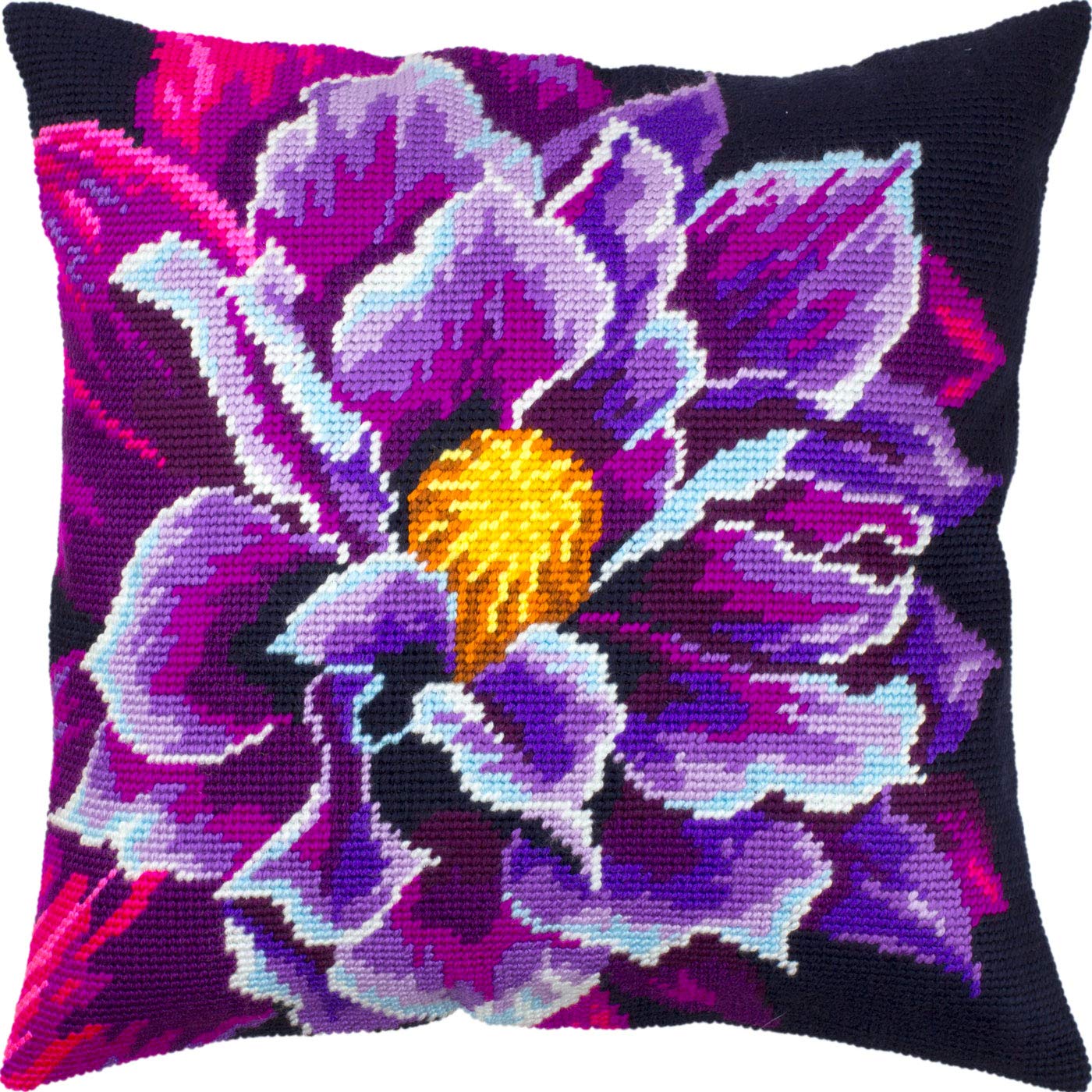 Brawsker Klematis. Needlepoint Set mit bedruckter Gobelin (40 × 40 cm) Kissenset mit Stickerei für kreative Inneneinrichtung Handarbeitsset für erwachsene Anfänger