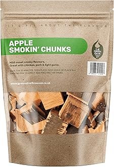 Green Olive Firewood - Apple Wood Chunks for Smoking, 5L (approx 1kg) BBQ Wood Chunks Ideal for use In BBQ's or Smokers - Flavoured Large Smoking Chips for Smoking Chicken & Pork, Fish & Vegetables
