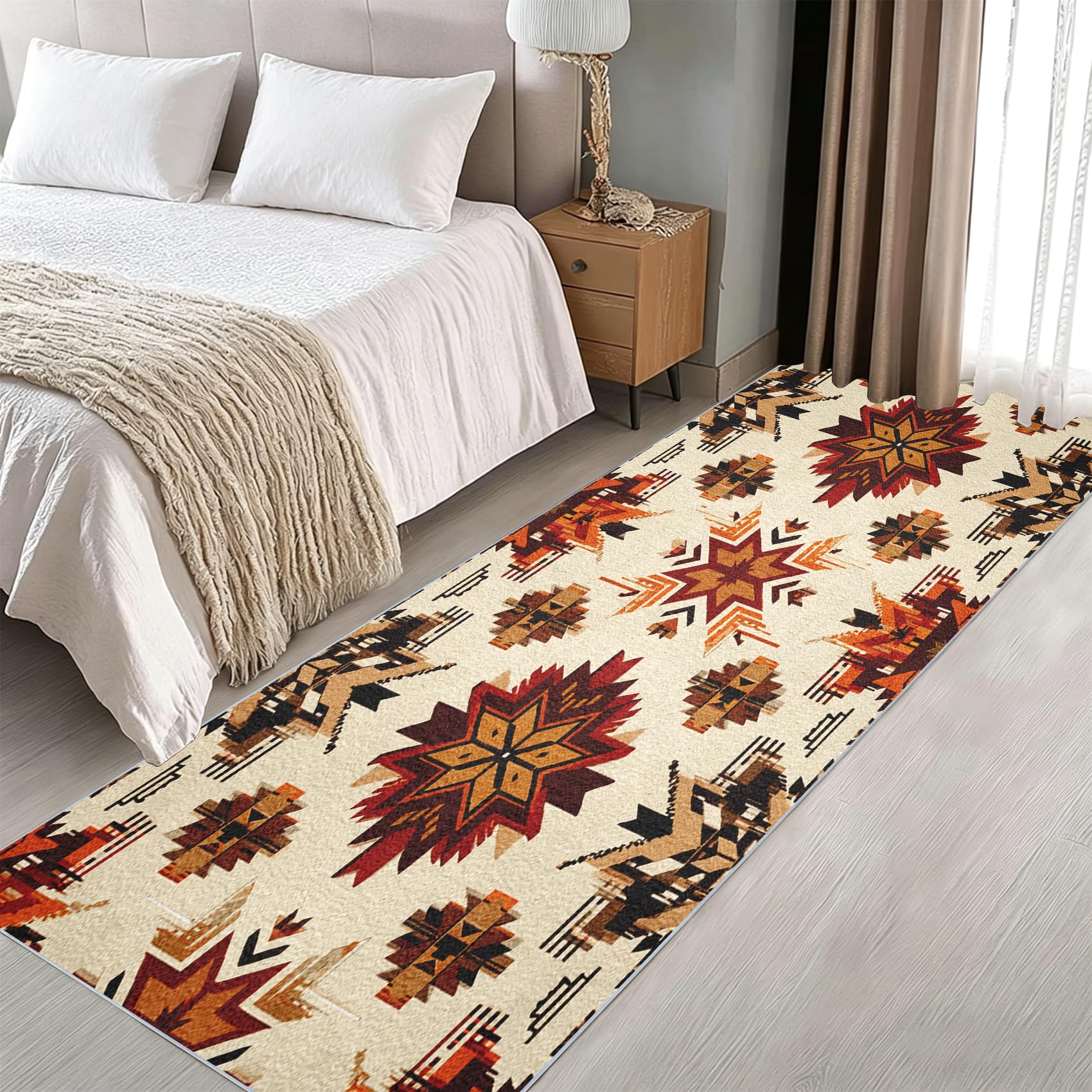 Générique Tapis de Couloir Aztec Western 80x150 cm, Tapis de Passage Amérindien Bohème Ethnique pour Cuisine Salon Chambre Balcon Entrée Interieur, Antidérapant et Lavable
