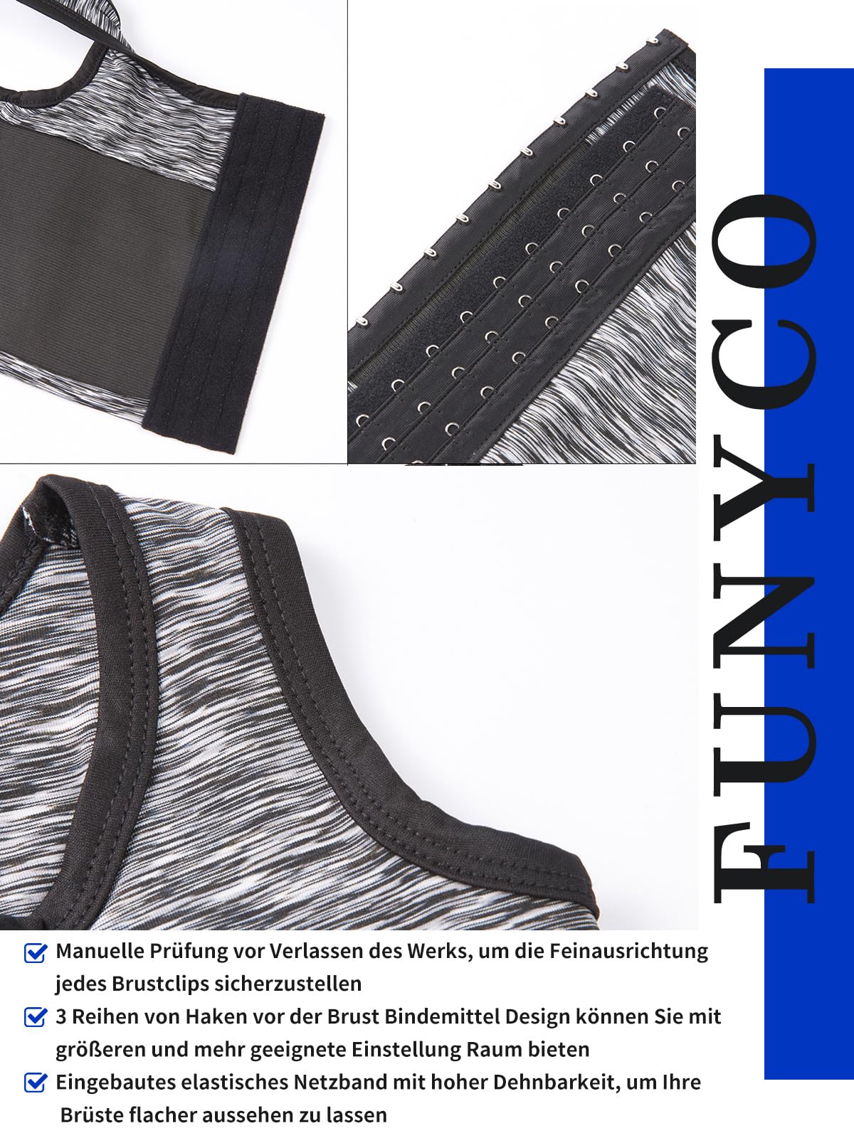 Mujer Binder Trans Multi Row Wide Elastic Chest Binder para Transgénero FTM Tomboy Pecho Corto Binder