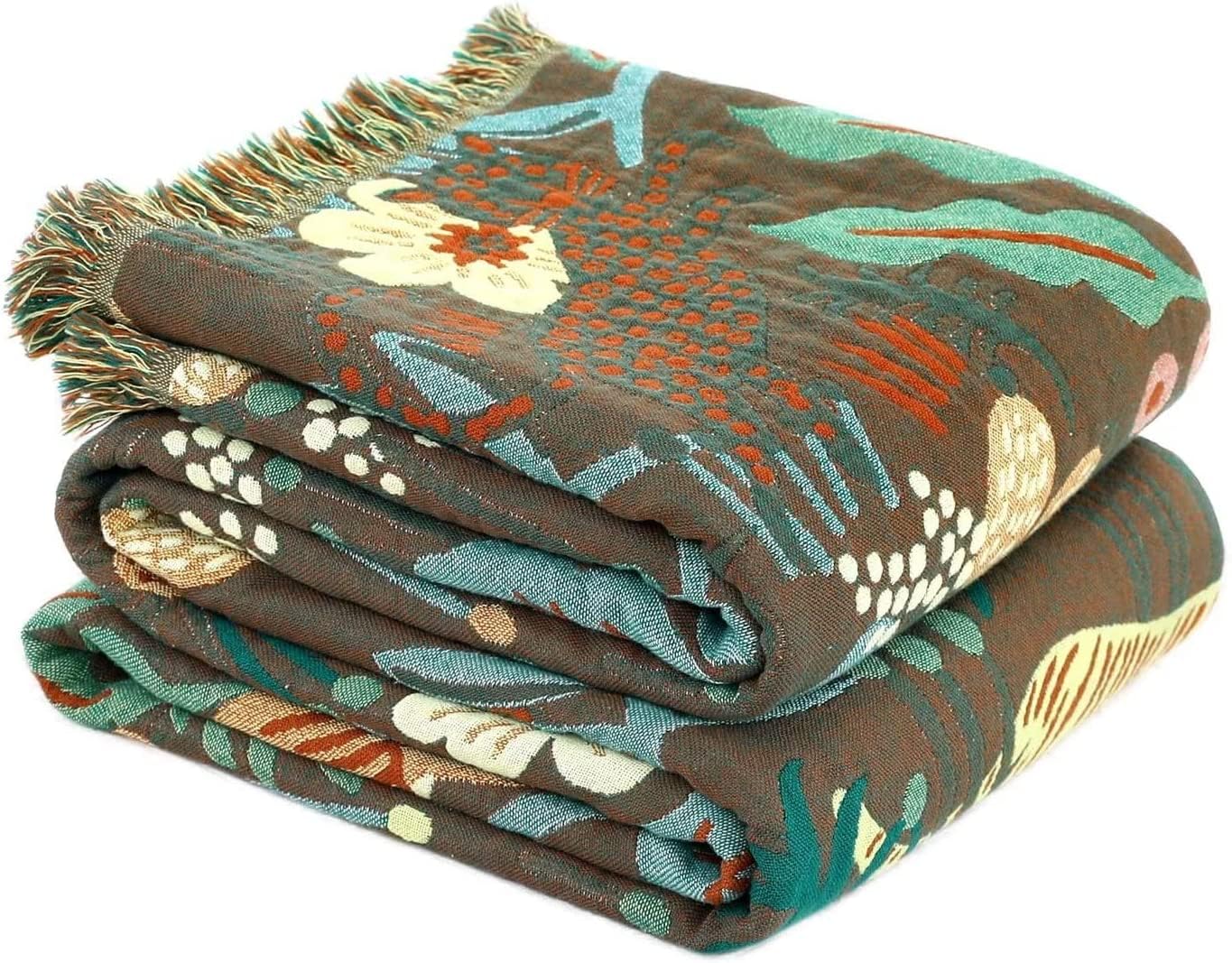 SHAIRMB Blanket Cotton Bedspread, Double-Sided Cuddly Blanket, Sofa Throw Blanket, Couch Blanket Armchair Blanket, Reversible Bed Throw Bed Linen, Blanket for Bed Sofa Living Room,N,60"×80"