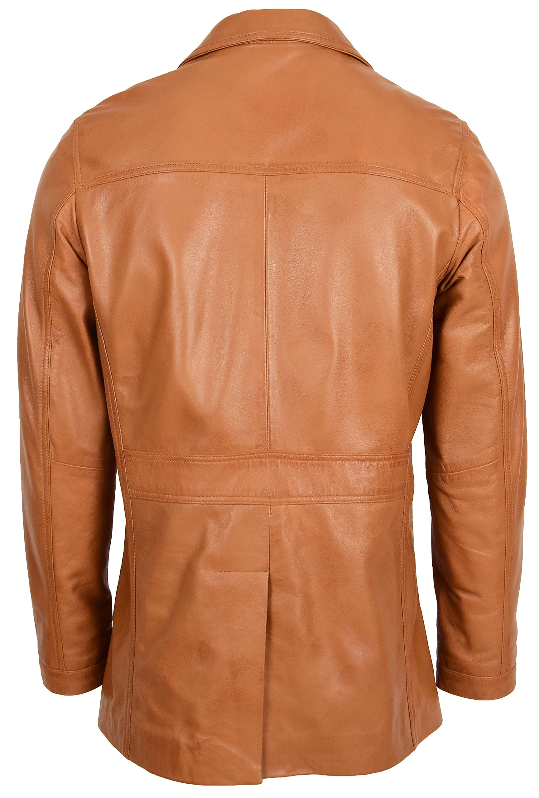 Chaqueta de piel auténtica con botones Reefer para hombre Derek Tan