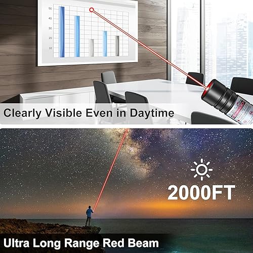 Miniatura 6 de MEUSNO Puntero láser, puntero láser de alta potencia, puntero láser rojo recargable de alta potencia para presentaciones al aire libre, gato, perro