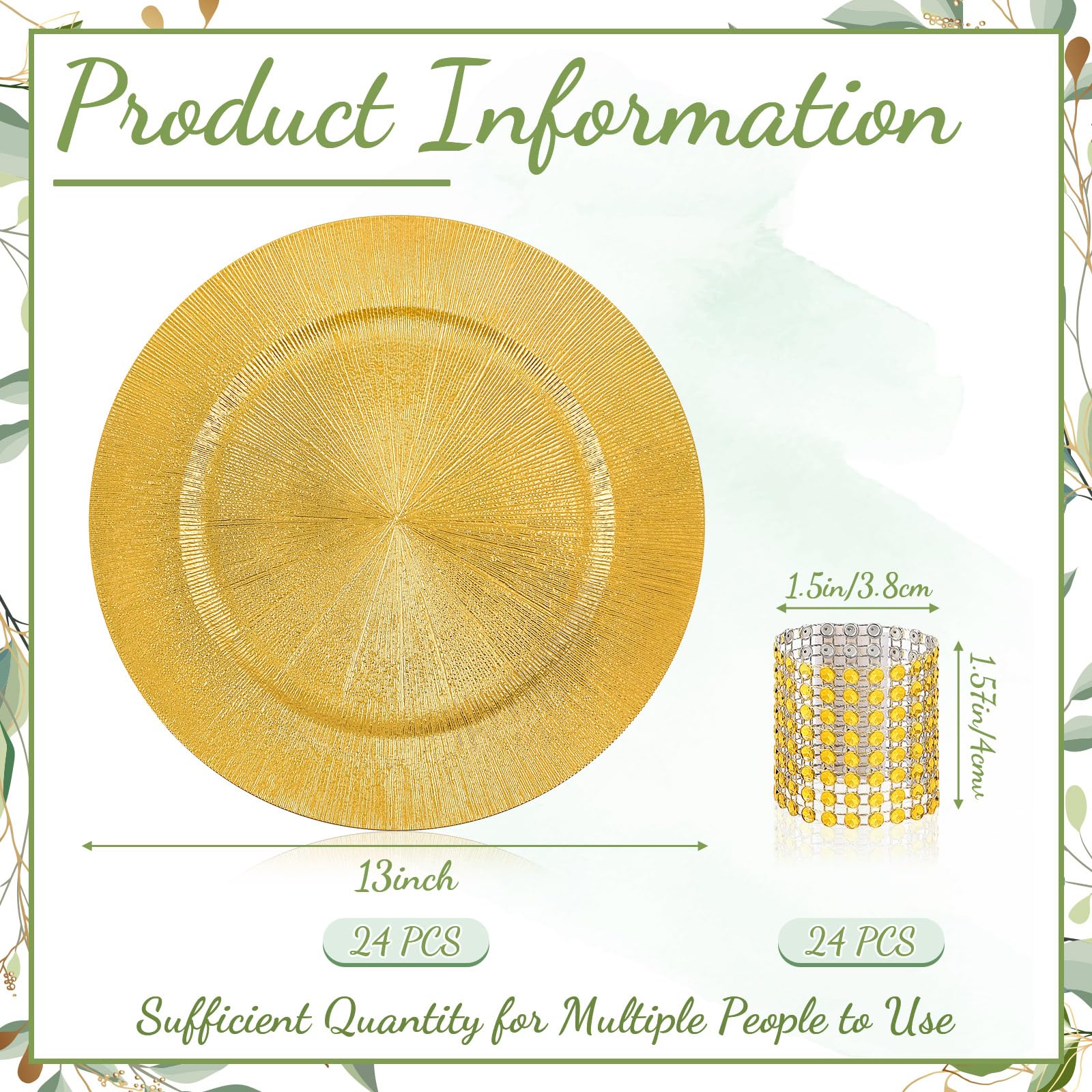 Tanlade 24 Sets Gold Charger Plates Set Plastic Plate Chargers with