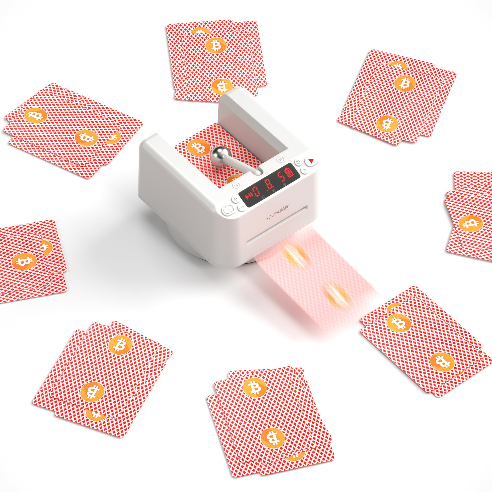 Vorole Automatic Card Dealer Machine | 360 Rotating Card Dealer Machine | Anti-Cheating Poker Card Dealer | Programmable Poker Robot | Built-in 2800mAh Rechargeable Battery, Touch to Pause