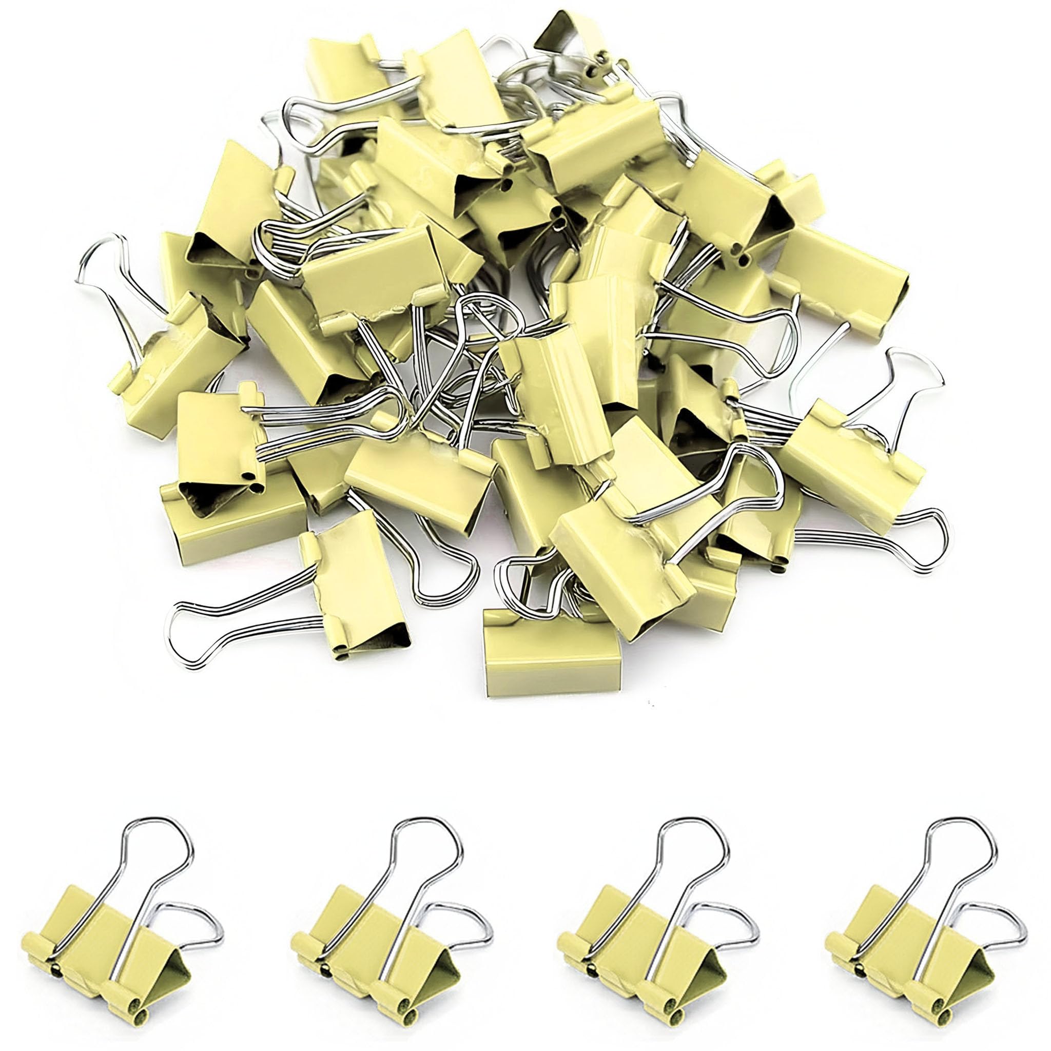 50 Pack Small Yellow Binder Clips 3/4 Inch (19 mm), Colored Little Paper Clamps, Tiny Mini Paper Clips for Office Home School Business 0.75"