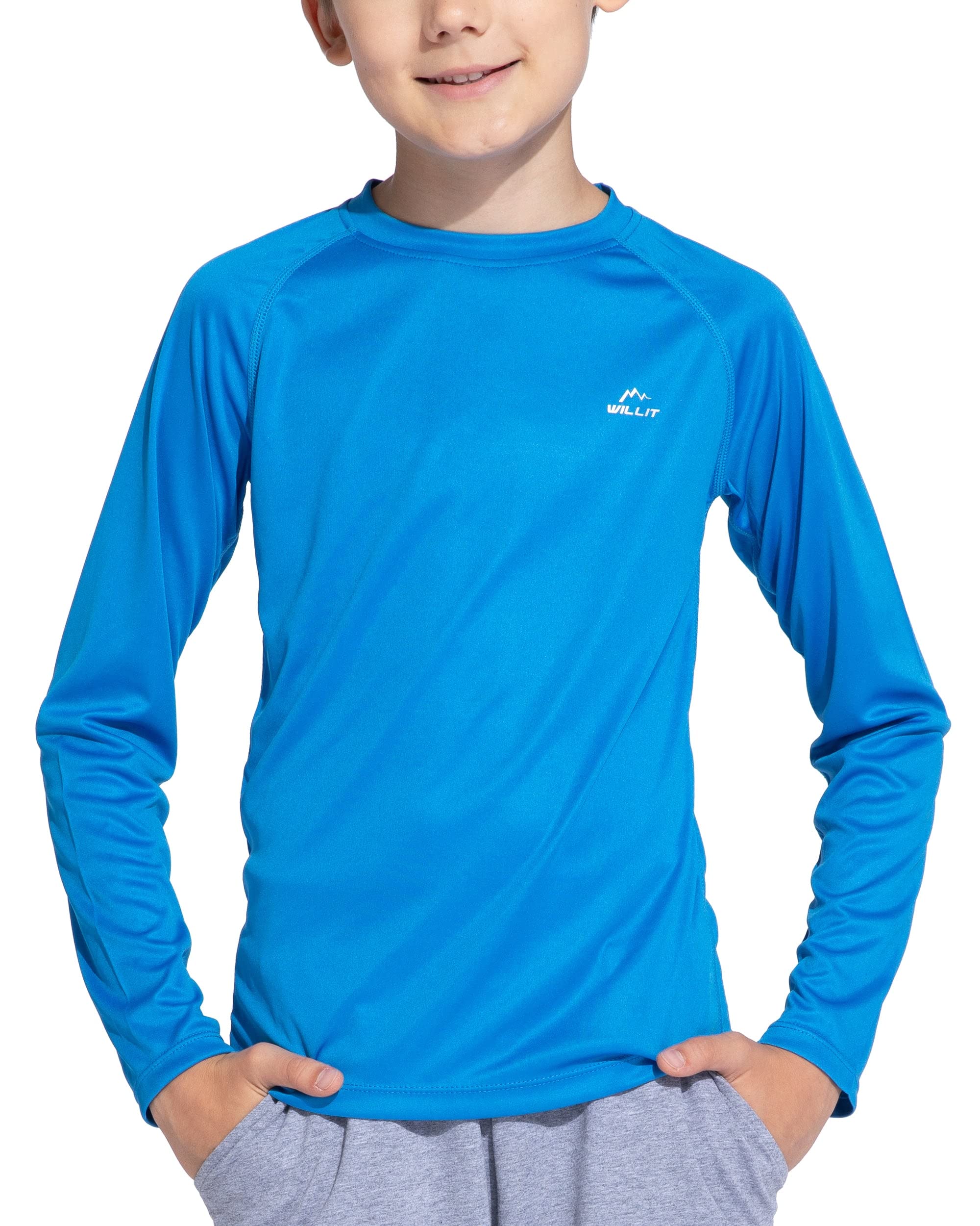 WillitBoy's UPF 50+ Sun Protection Shirt Long Sleeve Rash Guard Swim Shirts Youth SPF Fishing Quick Dry Shirt