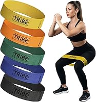 Tribe Lifting Fabric Resistance Bands - 5 Non-Slip Booty Bands for Glutes, Legs & Hips - Workout Bands for Women, Men & Physical Therapy