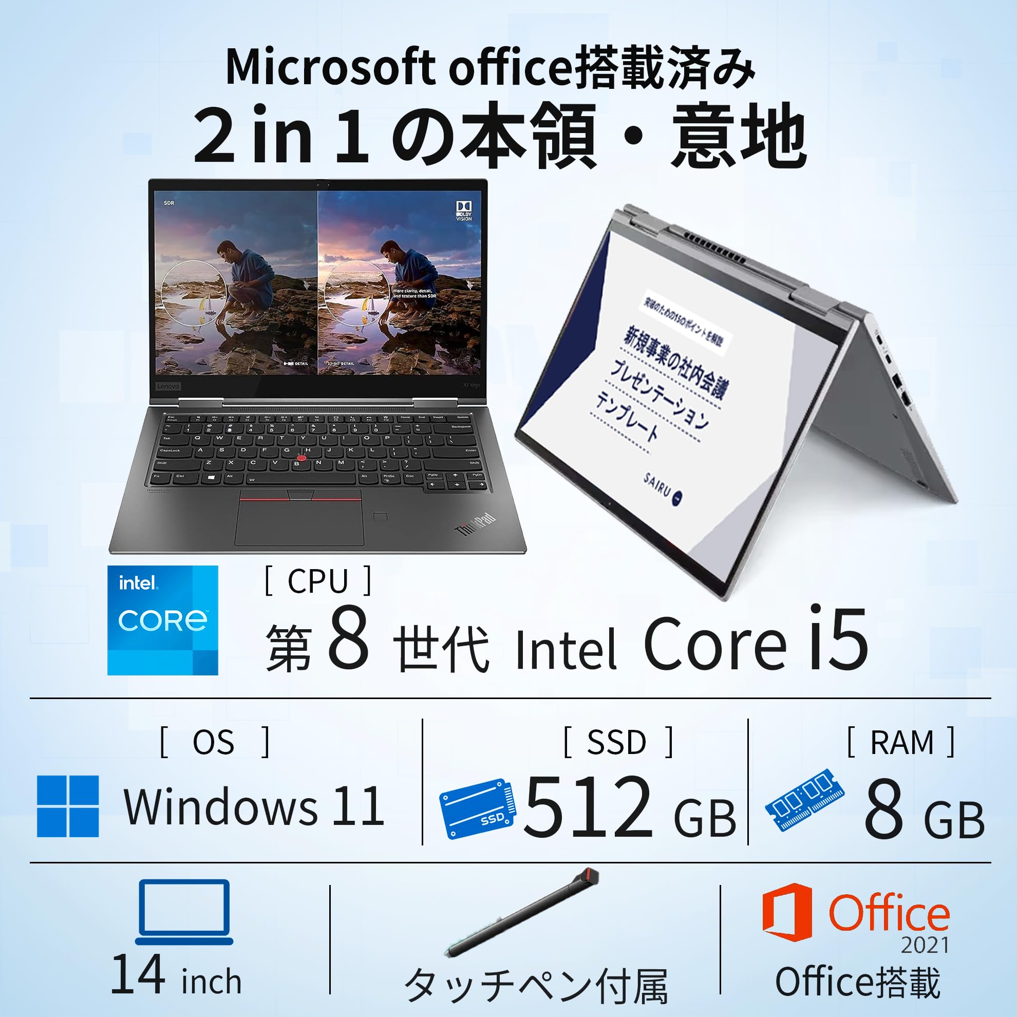 Amazon.co.jp: 【整備済み品】 2in1 ノートパソコン Lenovo Thinkpad 