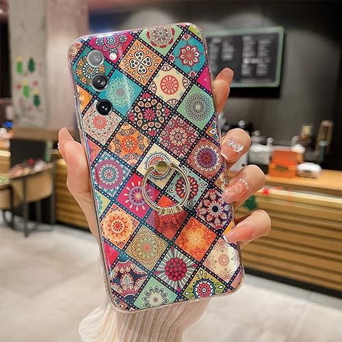 Miniatura 8 de Funda para Galaxy S20 FE (6.5") Retro Floral Slim Linda Funda Protectora a Prueba de Golpes para Adolescentes Niñas Mujeres con Anillo Oro Soporte