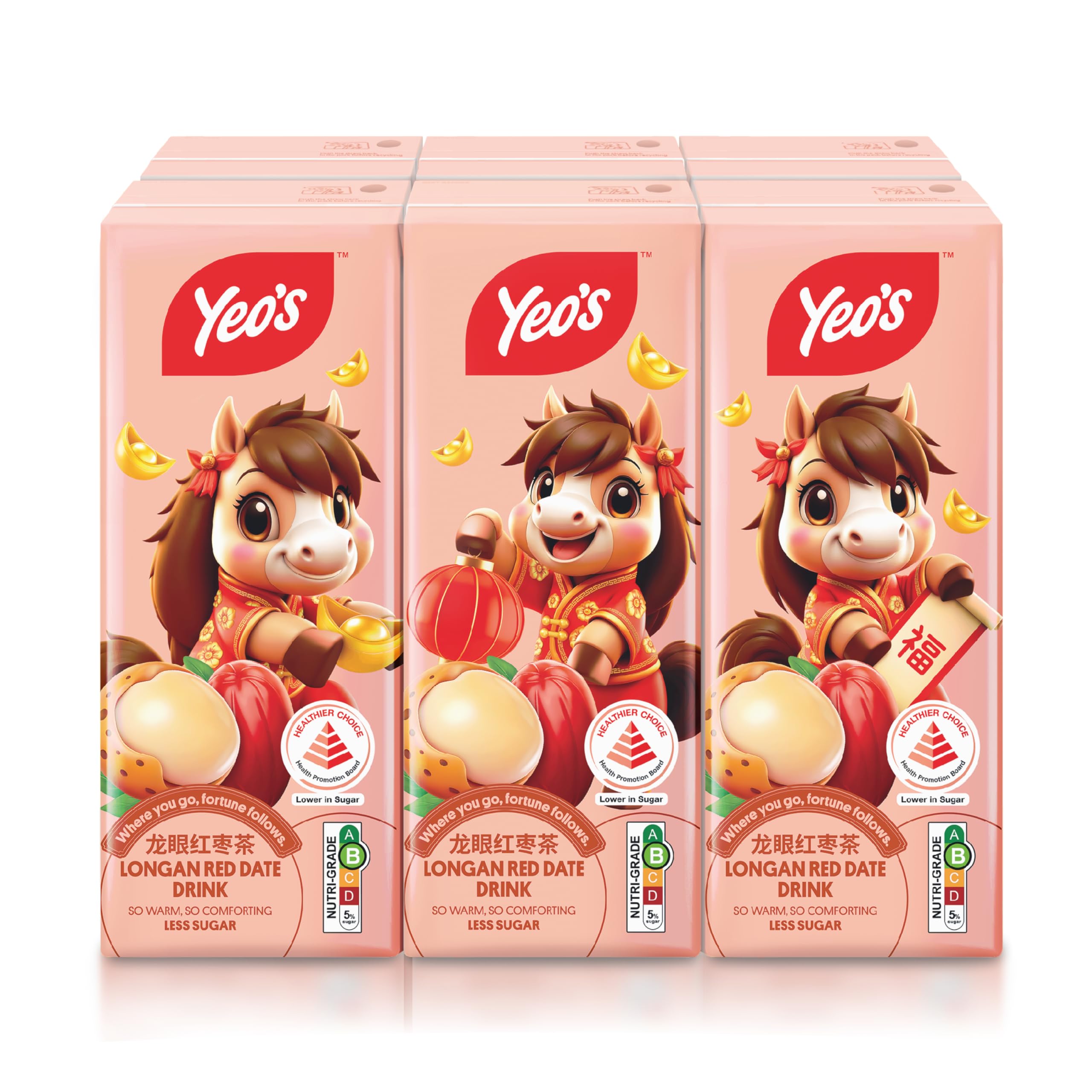 Yeo's Longan Red Date Drink, 6 x 250ml