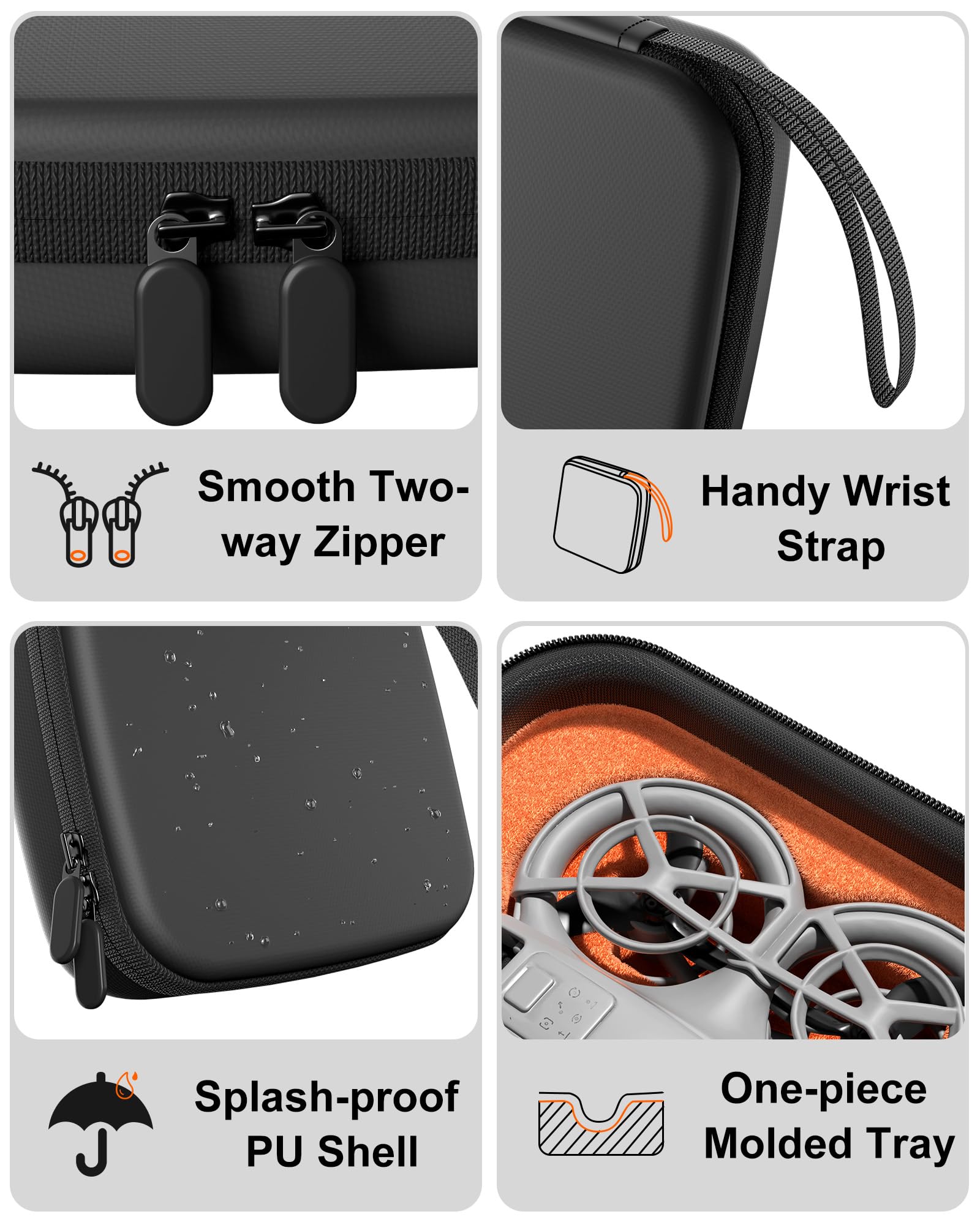 ProCase Twardy futerał do DJI Neo 2 (2025) – odporny na wstrząsy schowek podróżny na drona + 2 baterie (tylko etui) – pomarańczowo-czarny