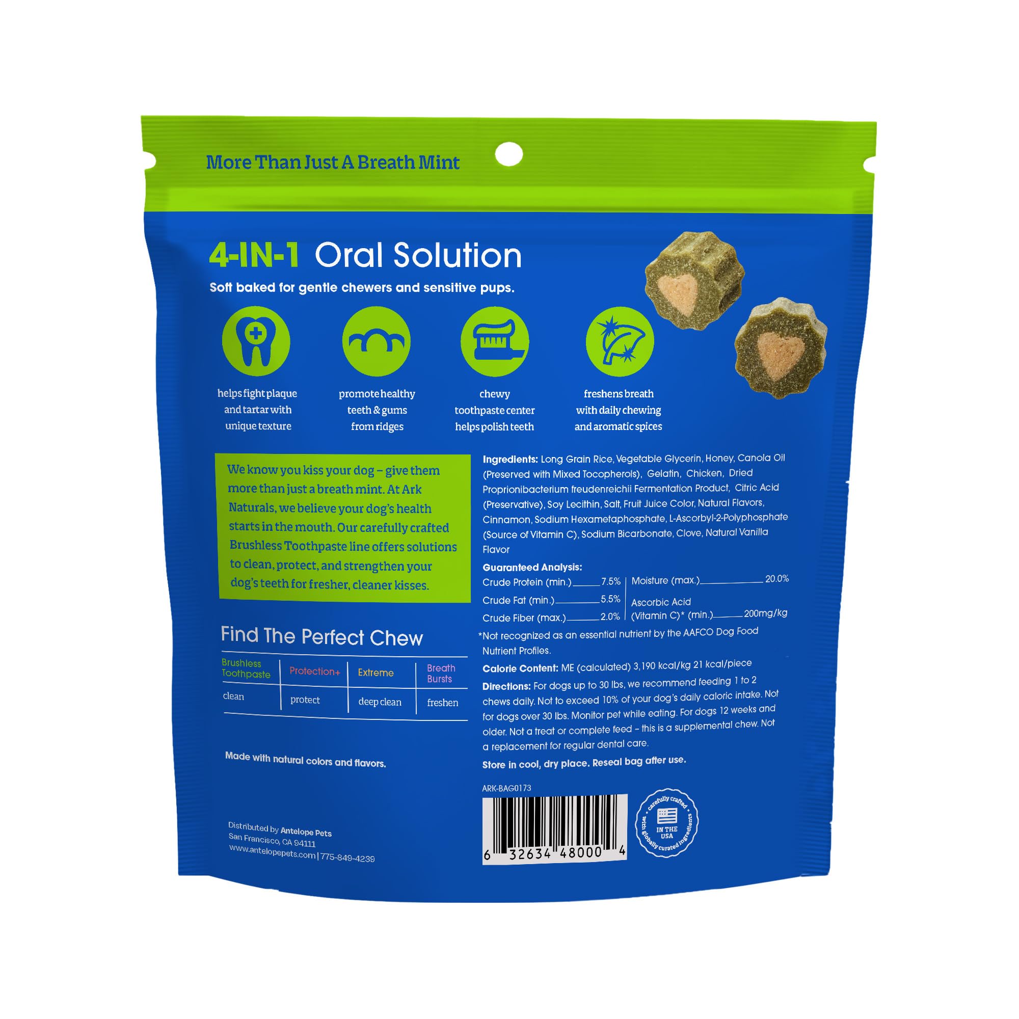 Ark Naturals Dentifrice doux sans brosse + lot d'éclats d'haleine – Formulé par un vétérinaire pour chiens de petite race – Aide à réduire la plaque dentaire et le tartre, polit les dents et