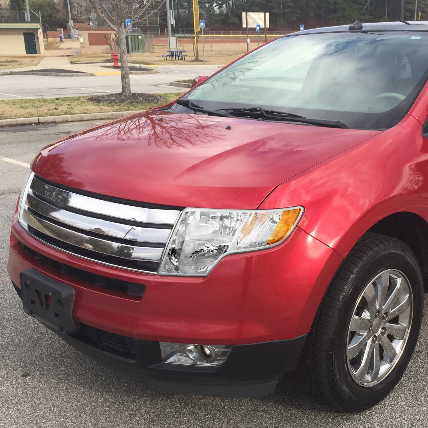 DNA MOTORING Headlight Assembly Compatible With Ford Edge 2007-2010, Halogen, Chrome Housing, Driver Side (Left), OEM-HL-0257-L