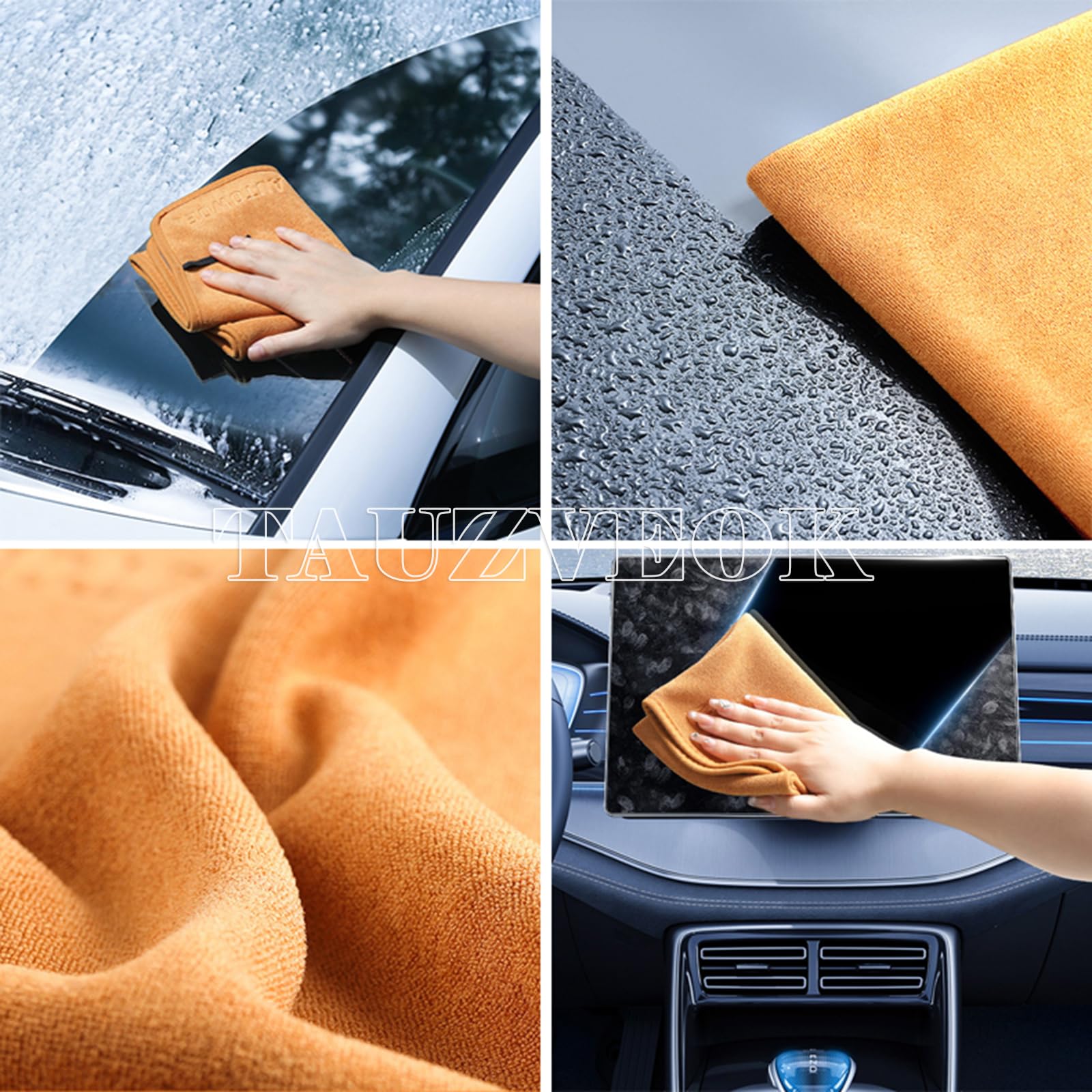45 45cm Thickened Microfiber Cloths Set 6Pcs Lint-Free Moisture-Absorbing for Motorcycle Car Care Streak-Free Cleaning Cloths Blue — view 8